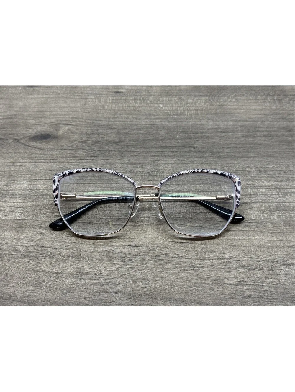 Guess Eyeglasses Women’s Rose Gold GU50293 Animal Print Cat Eye 55[]16-140